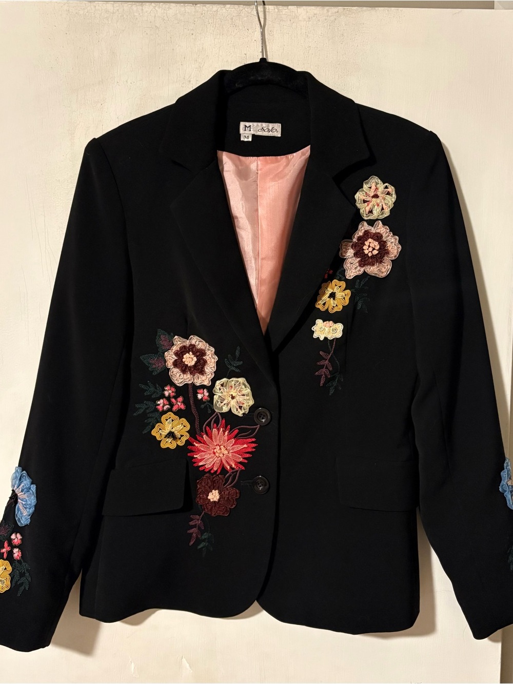 solo Black Jacket with Pink Satin Lining